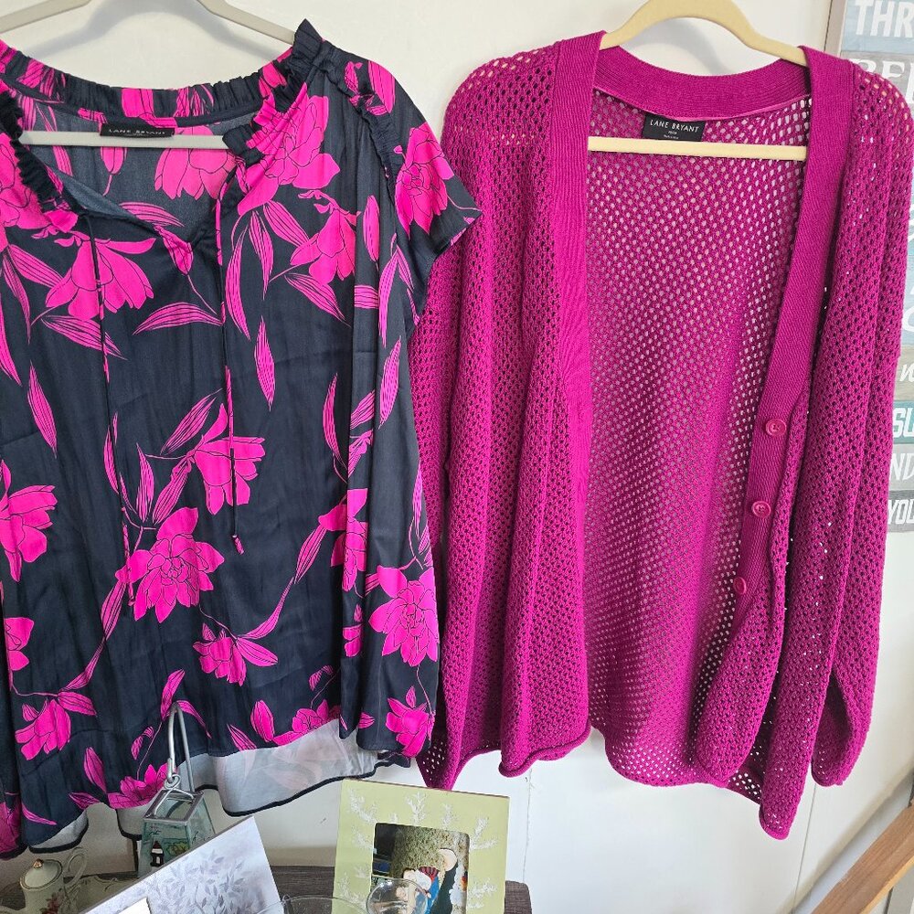 Lane Bryant Flutter sleeve top & Long sleeve Sweater.